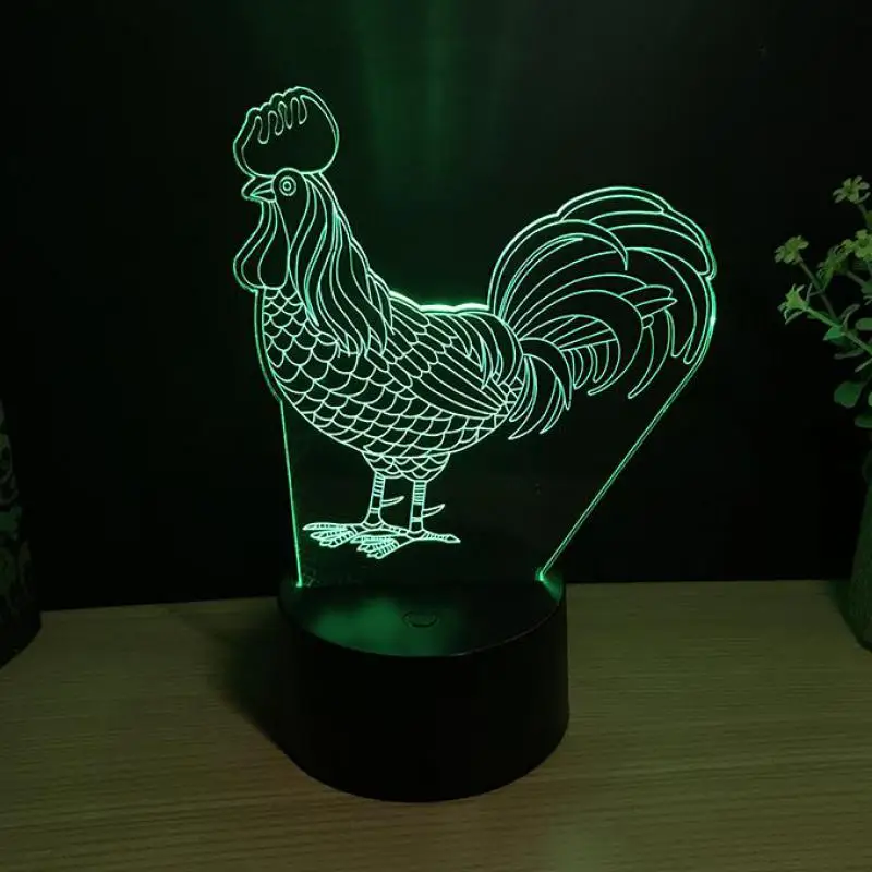 Chicken 3d Nightlight Led 7 color Visual Light Touch Creative Gift Atmosphere Table Kids Lamp change Night | Освещение