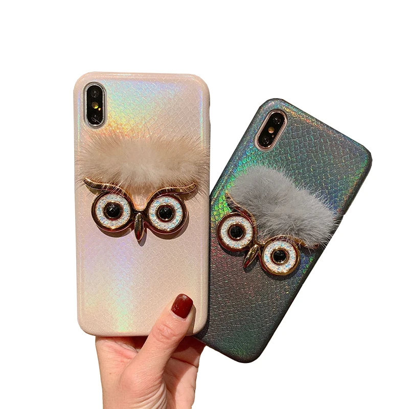 Новый блестящий чехол для телефона с рисунком в виде животного iPhone XR/XS MAX Сова