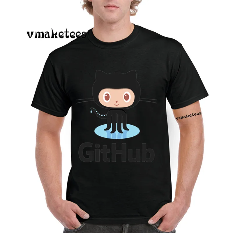 Мужская и женская футболка с принтом Github Social Coding летняя повседневная