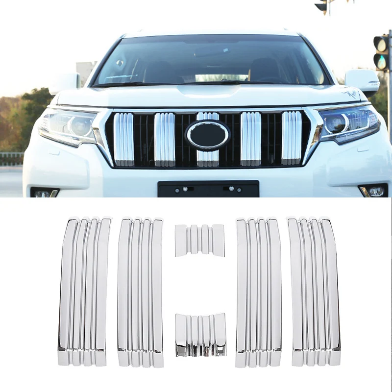 Для Toyota Land Cruiser Prado FJ 150, автомобильная передняя решетка, ограждение, накладка на решетку, декоративные наклейки, аксессуары для укладки - Цвет: Without camera hole
