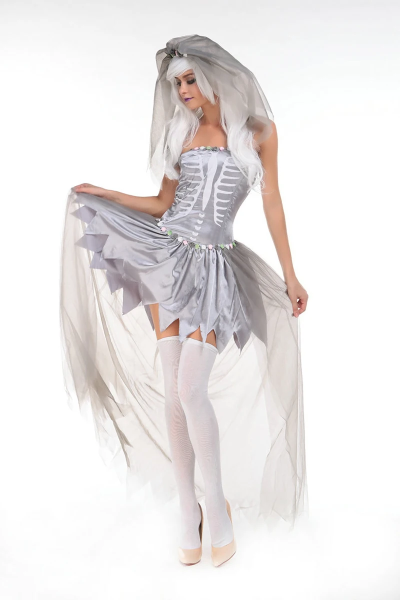 Женский костюм для взрослых на Хэллоуин с изображением трупа-призрака невесты