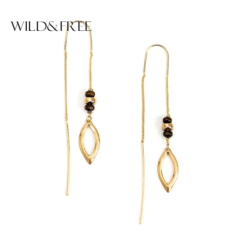 Новые модные длинные висячие серьги цепочки винтажные деревянные бусины сплав