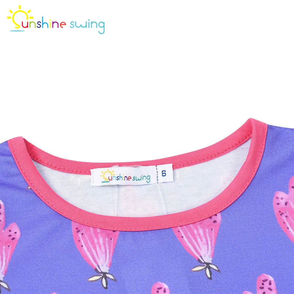 Sunshine Swing Half Sleeve Girls Dress Elegant Flower Print Round Neck Princess Kids Children's Clothes | Детская одежда и