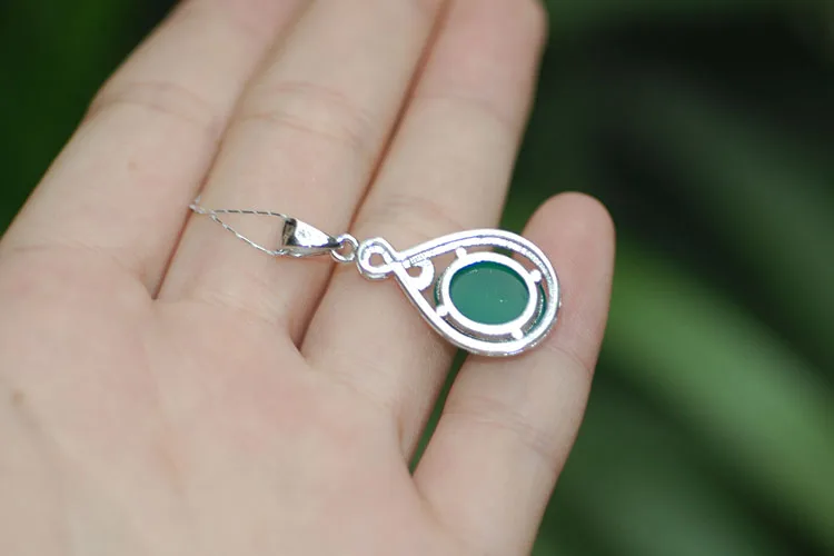 

LANZYO 925 Sterling Silver Natural Chalcedony Pendants fine Jewelry wedding Jewelry for women wholesale tld1048
