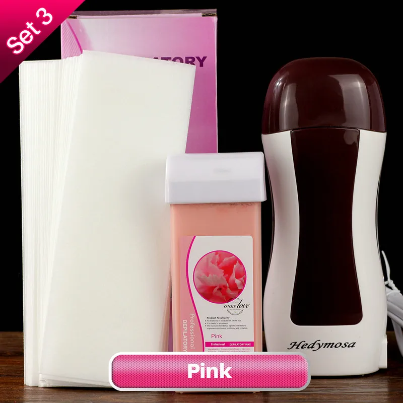 Set3 Pink Hedymosa бренд Кофе воском нагревательный аппарат удаления волос депиляция жидкость для снятия для бритья лица/тела Эпилятор 110 V/220-240 V 50/60Hz - Цвет: Set3 Pink