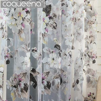 ready made custom flower floral voile sheer tulle curtains for living room bedroom kitchen door window home decor 1 panelpcs