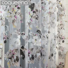 Готовые Пользовательские Цветок Цветочные Voile Sheer Тюль Шторы для Гостиной Спальня Кухня Дверь Окно Home Decor, 1 Панель/ШТ
