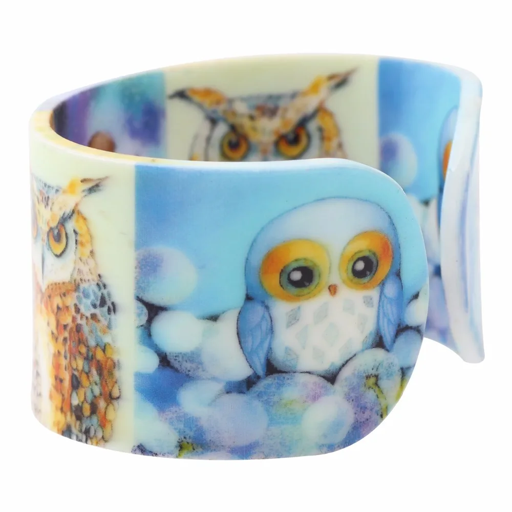 Bonsny Acrylic Design Love Wide Owl Bangles Bracelet Jewelry For Women 2017 New Animal Bangle Gift Girls Bijoux | Украшения и