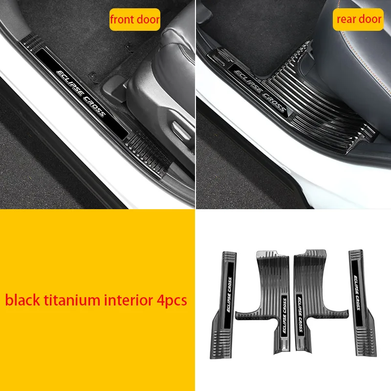 interior black 4pcs Добро пожаловать педаль refires порога полосы части порога Царапины защита автомобильные аксессуары для Mitsubishi ECLIPSE CROSS - Цвет: interior black 4pcs