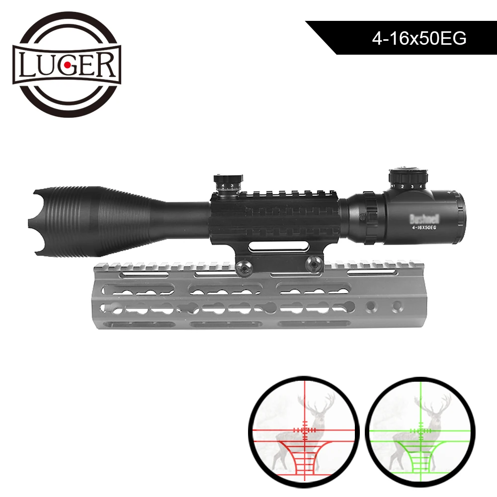 LUGER Tactical 4 16X50 EG Профессиональный красный зеленый прицел оптический с рельсовым