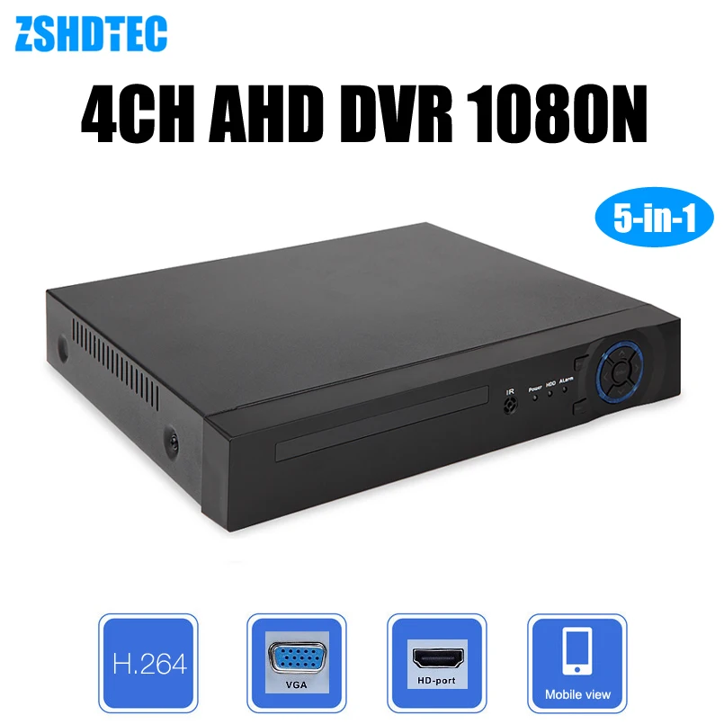 AHD DVR 4CH 1080N HVR 5 в 1 сети P2P ONVIF безопасности гибридный цифровой видео