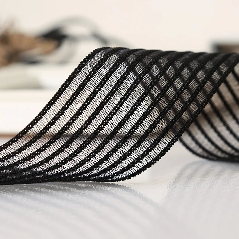 yiyong black 5cm Кружевная сетчатая резинка 50 мм черно-белые резинки 5 см для шитья кружевная Лента Сделай сам, поделки ручной работы тесьма 1 м - Цвет: yiyong black 5cm