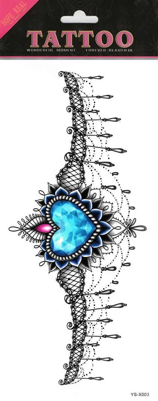 1pcs Beast Colorful Tattoo Sticker Blue Gemstone Love Jerewly Design Chest Temporary Body Art Tatuagem | Красота и здоровье