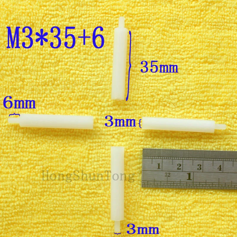 1 шт. M3 * 35 + 6 белый нейлон противостояние прокладка Стандартный Male-Female мм комплект