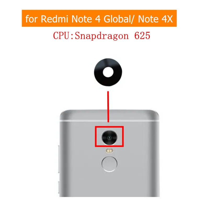 Стеклянный объектив задней камеры 2 шт. для Xiaomi Redmi Note 4 Global/ Note 4X, основной большой стеклянный объектив задней камеры с клеем, запасные части для ремонта