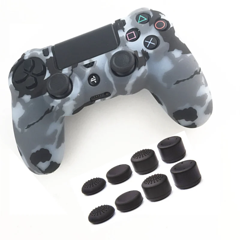 Камуфляжная силиконовая защитная накладка для контроллера Playstation 4 PS4 Pro Slim + 8
