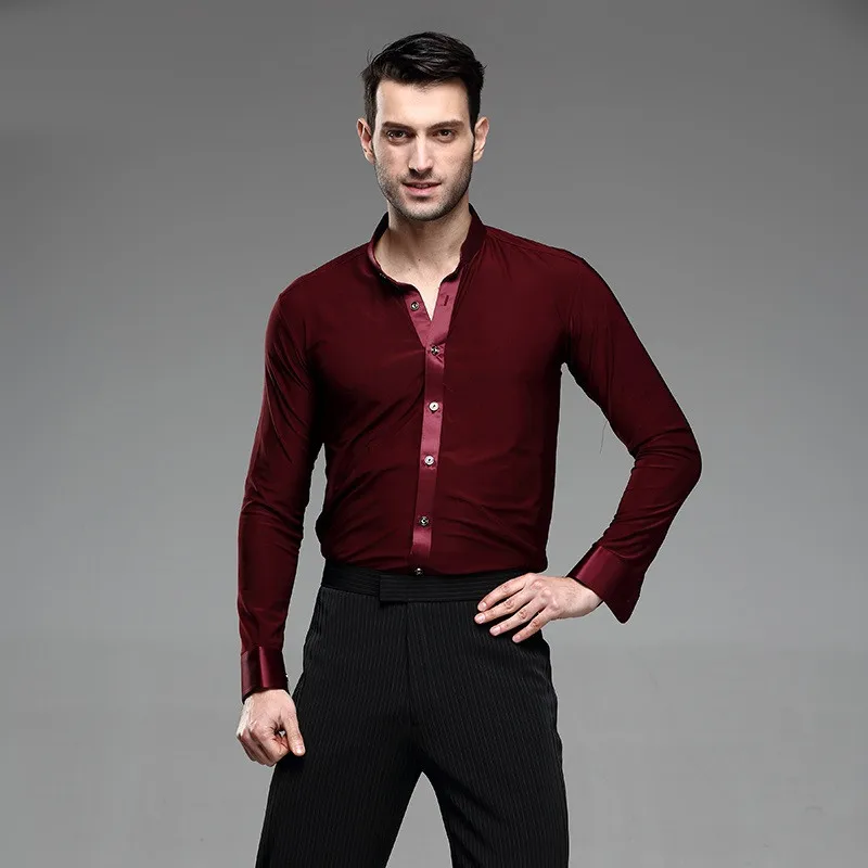 Мужские рубашки для латиноамериканских танцев Мужская одежда бальных мужские