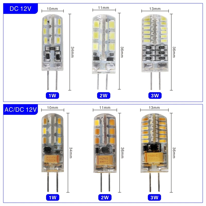 Светодиодная галогенная лампа G4 G9, 10 шт., 1 Вт, 2 Вт, 3 Вт, 4 Вт, 5 ...