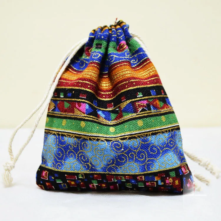 Миниатюрные сумки для хранения ювелирных изделий в этническом стиле джутовый