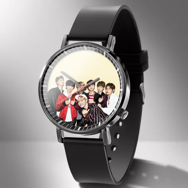 Kpop 2019 новые модные женские мужские повседневные кожаные часы Bangtan Boys кварцевые