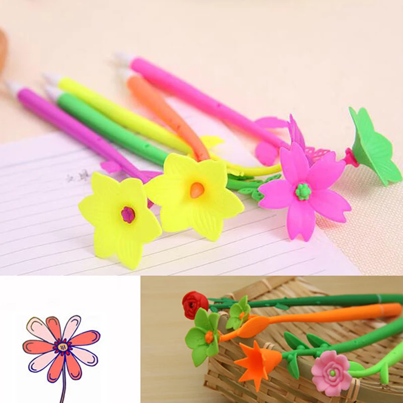 Новинка гелевая ручка в форме цветка 16 шт./лот канцелярские принадлежности