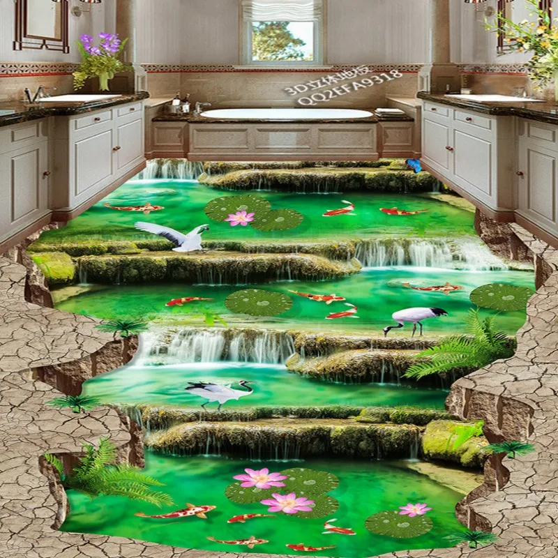 Бесплатная доставка водопады на открытом воздухе 3D стерео напольное покрытие