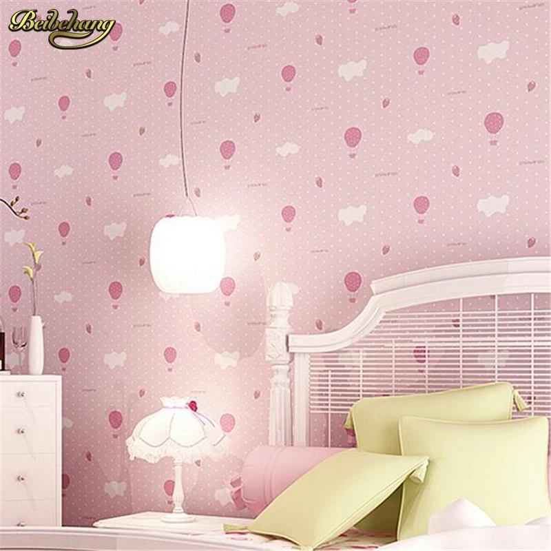 

beibehang Environmentally friendly breathable warm children 's bedroom bedroom wallpaper cute pink strawberry parachute
