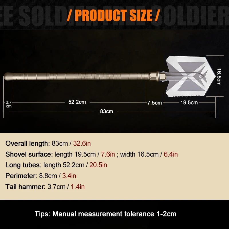 

FREE SOLDIER Outdoor Sports Tactical Camping Magic Shape Steel Shovel Multi-Function Folding Portable Shovel Survival Shovel
