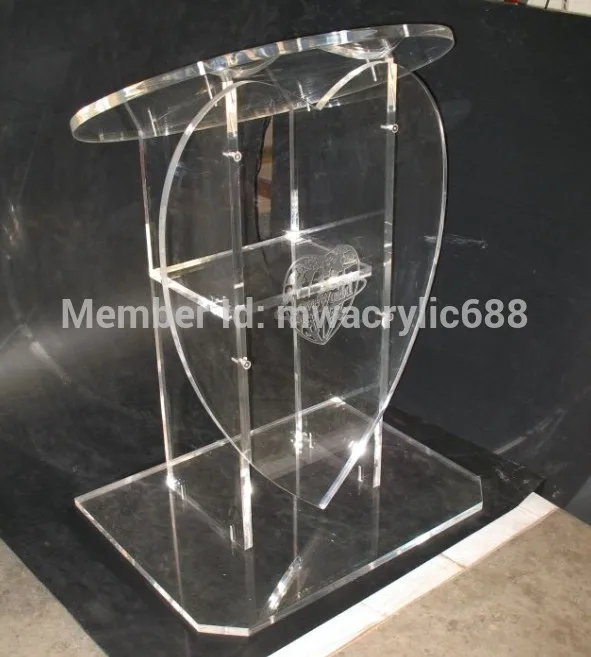 

Free Shipping Popularity Heart Shape Beautiful Modern Design Cheap Clear Acrylic Lectern podium plexiglass