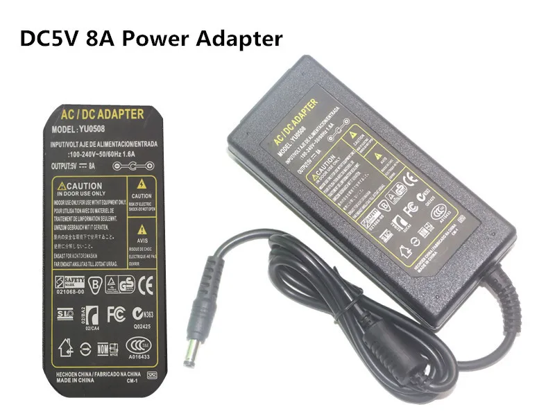 Светодиодный Питание адаптер DC5V 1A 2A 3A 6A 8A 10A для светодиодный полосы лампы освещения светодиодный Мощность драйвер Plug& DC5V 5 Вт 10 Вт, 15 Вт, 30 Вт, 40 Вт, 50 Вт, ручная сборка