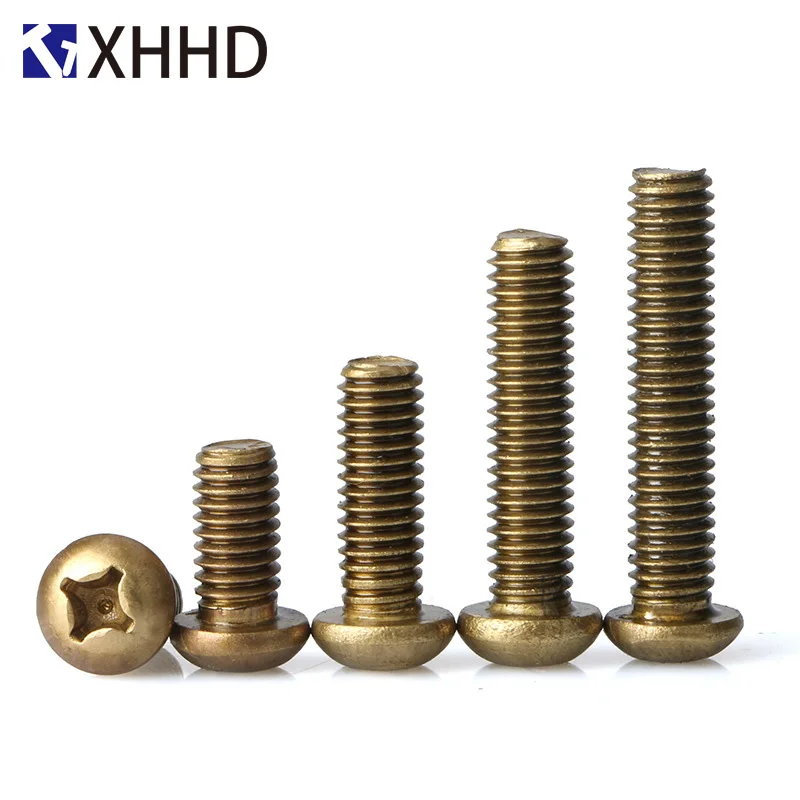 

M4 M5 Phillips Cross Recessed Brass Copper Pan Round Head Machine Screw Metric Threaded Bolt Fastener Hardware