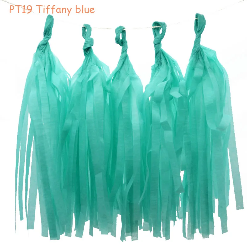 PT19 tiffany green 5 листов/Лот Декоративные DIY тканевая бумага кисточка гирлянда бахрома фон из флажков Гирлянда Свадьба День Рождения Вечеринка украшения - Цвет: PT19 tiffany green