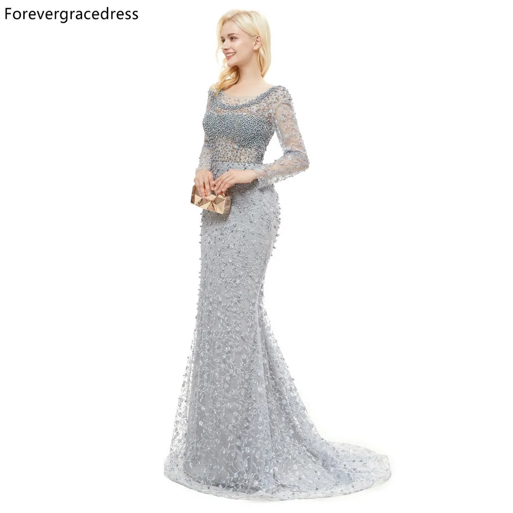 Forevergracedress роскошное вечернее платье с длинными рукавами бисером и открытой