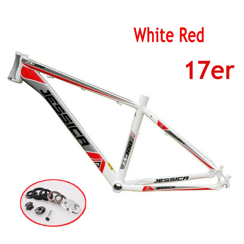 White Red-17in JESSICA 26er алюминиевая рама для горного велосипеда MTB 15," 17", рама для горного велосипеда, прямая оголовье, диск 44 мм, гарнитура, Ультралегкая оправа - Цвет: White Red-17in
