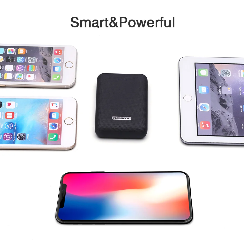 Floureon 10000 mAh Мощность bank Dual USB Портативный внешний Батарея Зарядное устройство 5 V 2A мобильного телефона Батарея Зарядное устройство для iPhone X samsung