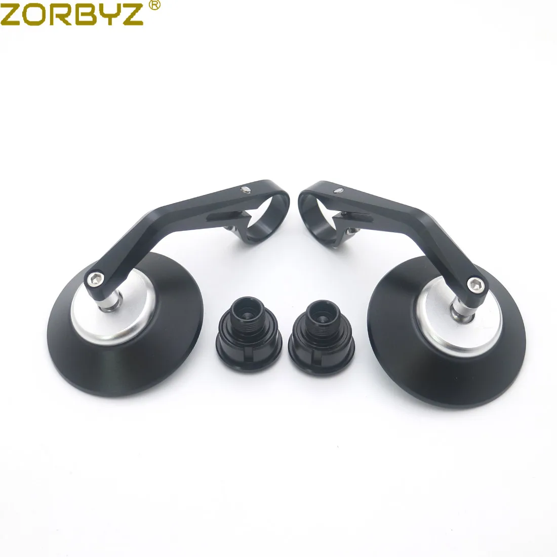 ZORBYZ черная алюминиевая круглая ручка с ЧПУ торцевое боковое зеркало с резьбой внутри для Benelli Leoncino 500 502c 752s BN600 BN300 - Цвет: Black and Silver