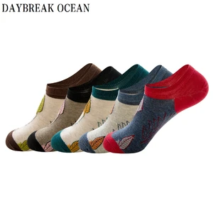 Носки мужские короткие 5 цветов, хлопковые Модные Повседневные тапочки с листьями, тапочки, невидимые, для мальчиков, весна-лето 2018