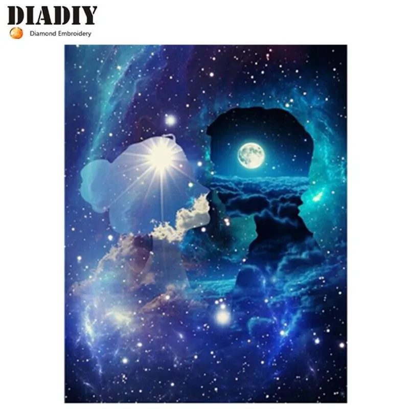 Полностью квадратная дрель 5D DIY Бриллиантовая вышивка Фэнтези космическая пара