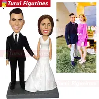 cake topper wedding custom bobblehead dolls  clay wedding sculpture figurine engraved name signed couples name and wedding date