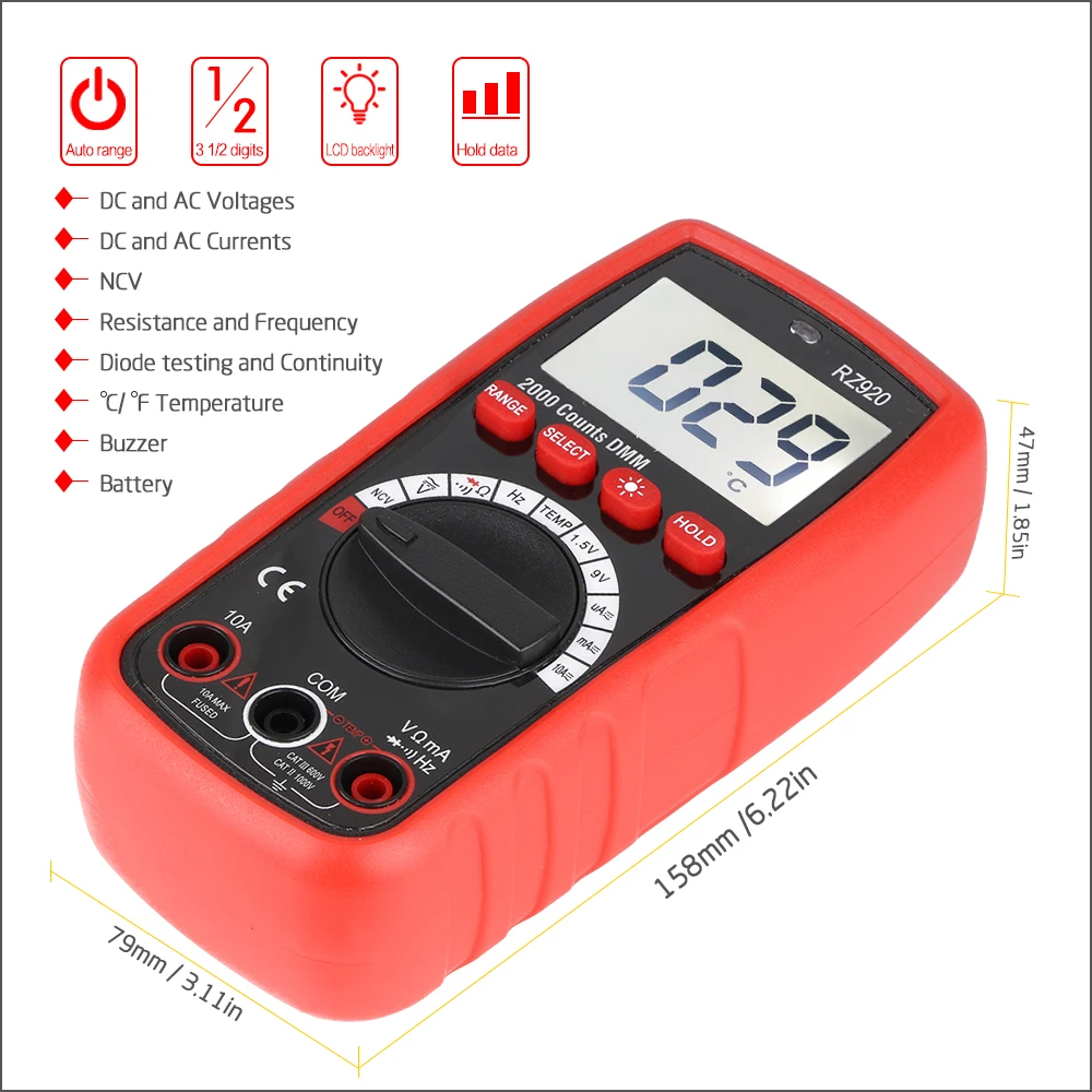 RZ цифровой аналоговый мультиметр тестер USB блок Профессиональный истинный Rms