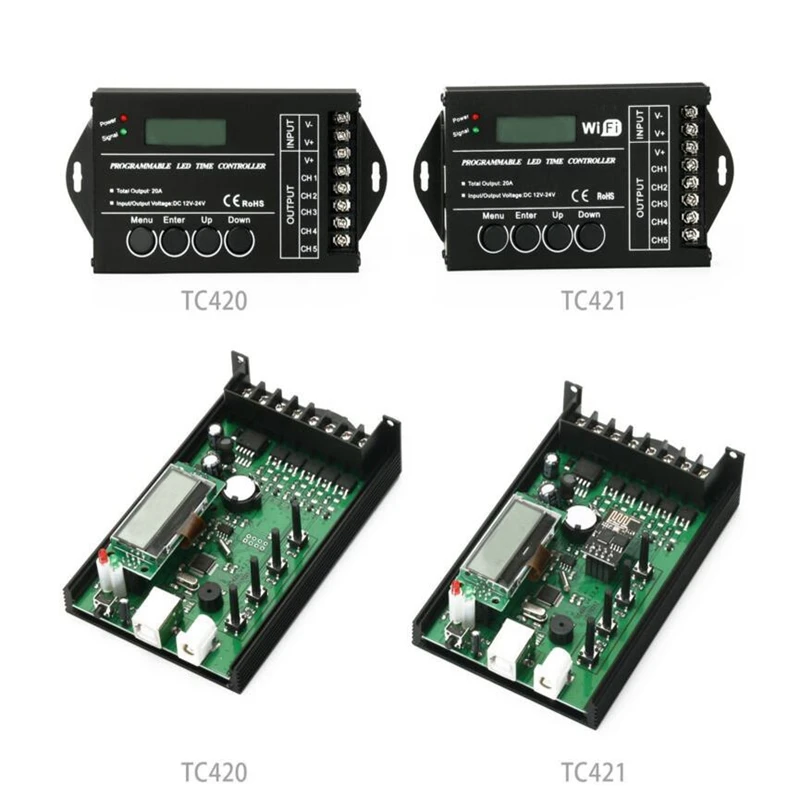 Wonlukiy обновленный TC420 TC421 WiFi программируемый по времени 5 CH выход Светодиодный контроллер для 5050 3528 5630 светодиодные ленты DC12-24V