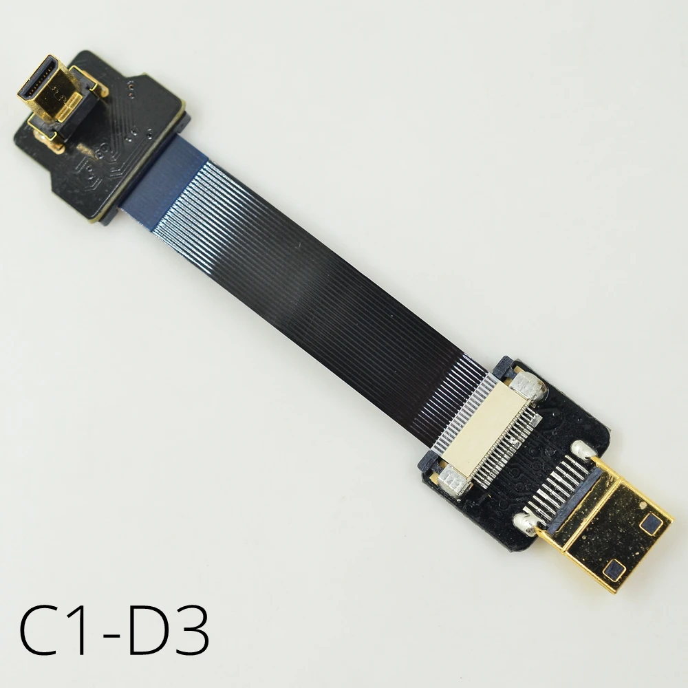 Плоский тонкий кабель FPV Mini HDMI к Micro MiniHDMI микроhdmi Угловой Мужской и Женский для HDTV