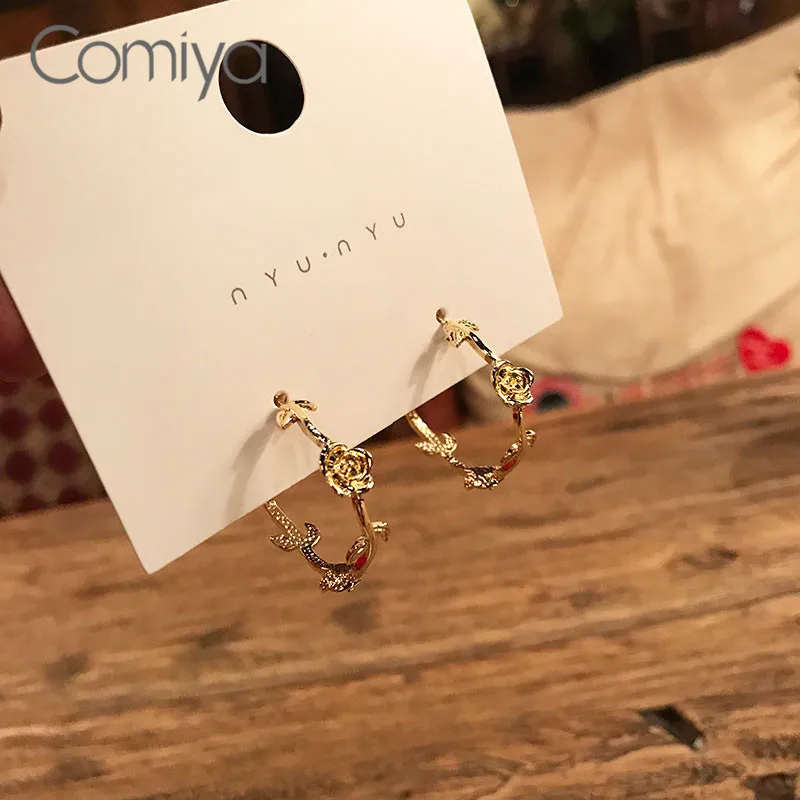 Женские серьги-гвоздики Comiya элегантные серьги золотистого цвета из цинкового