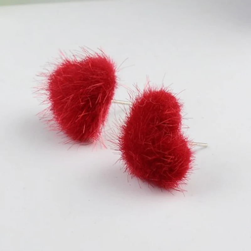 Red Lnrrabc1 пара серьги из меха норки в форме сердца Дизайн Синий Белый элегантные модные женские аксессуары бутик подарок - Окраска металла: Red