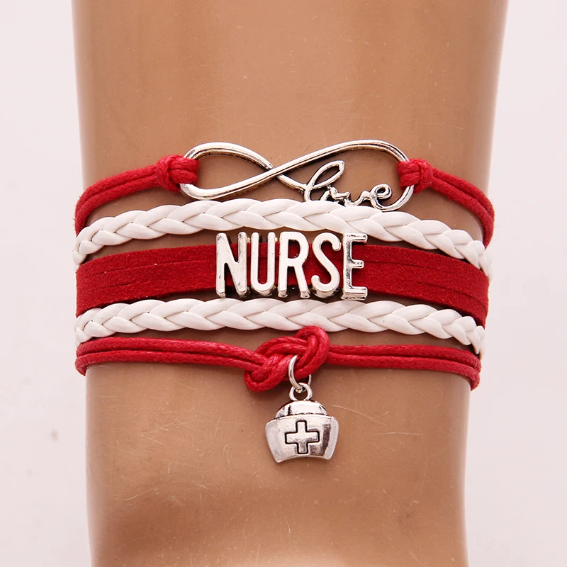 Браслет с надписью nurse Infinity Love плетеный кожаный браслет для медсестры