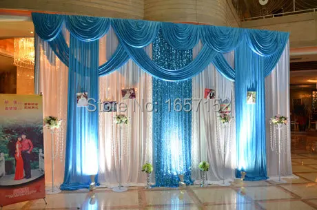 

Romance Sequins wedding Backdrop Wholesale 10ft*20ft stage decoration wedding supplies Backdrop with Detachable Swag