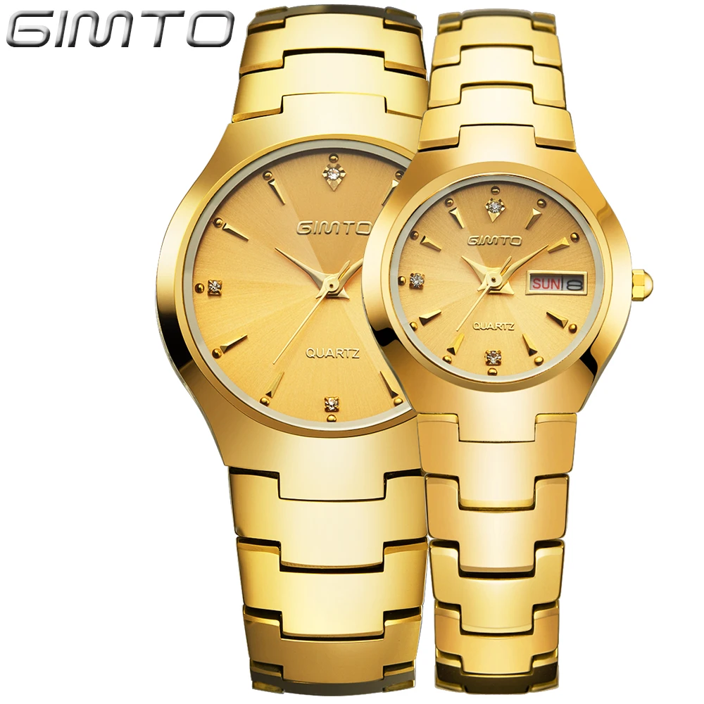 Классические Мужские Часы Лучший Бренд Класса Люкс Стали Вольфрама Золотые