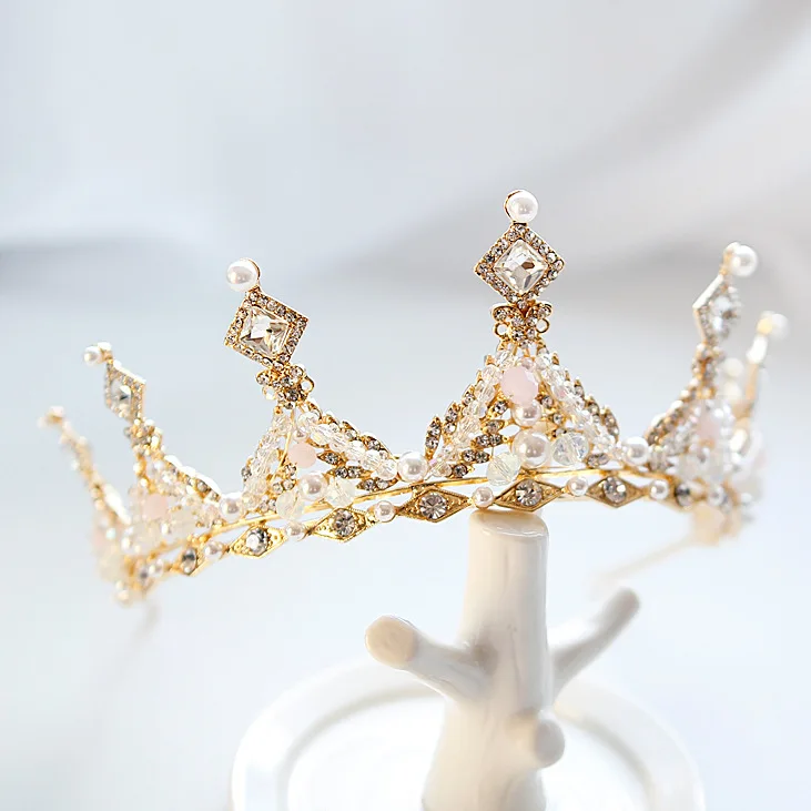 HIMSTORY Великолепная большая Тиара Свадебные короны золотые прозрачные стразы