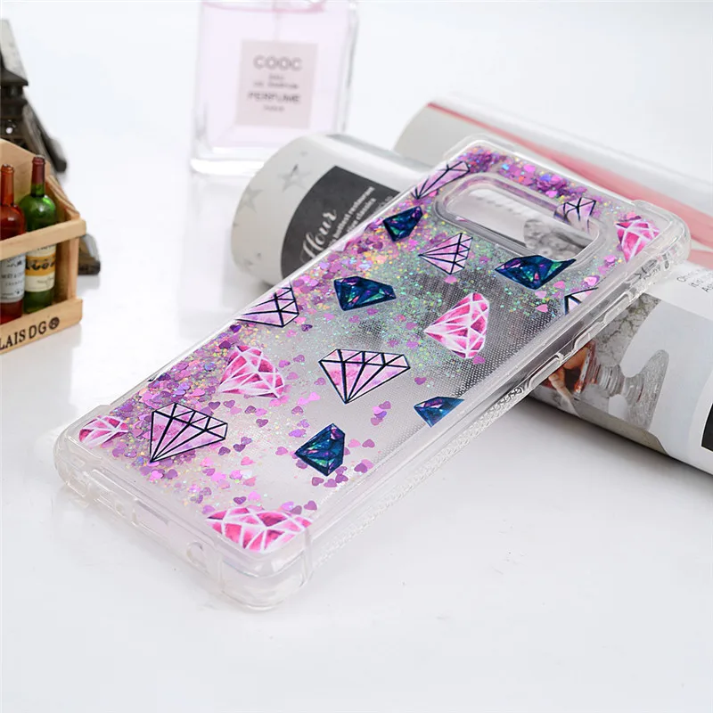 Turata 3D Bling Liquid Quicksand Glitter Soft TPU Slicone Case For Samsung Galaxy Note 8 S8 LG V30 Cover Capa Coque Funda |