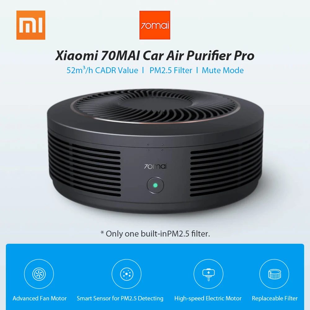 Xiaomi 70MAI автомобильный очиститель воздуха Pro PM2.5 фильтр стерилизатор 52m3/h CADR кислородный освежитель воздуха очиститель воздуха для автомобиля бесшумный очиститель